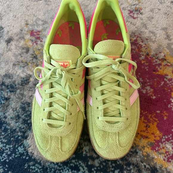 Adidas Handball Spezial Suede Leather Spring Green and Pink Sneakers Womens 8 - Picture 5 of 6